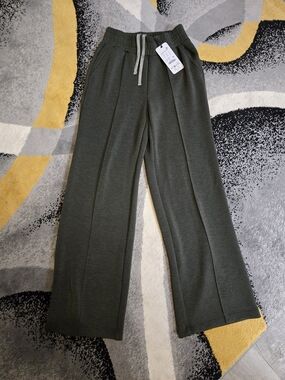 Wide Leg Drawstring Pants in Olive Green